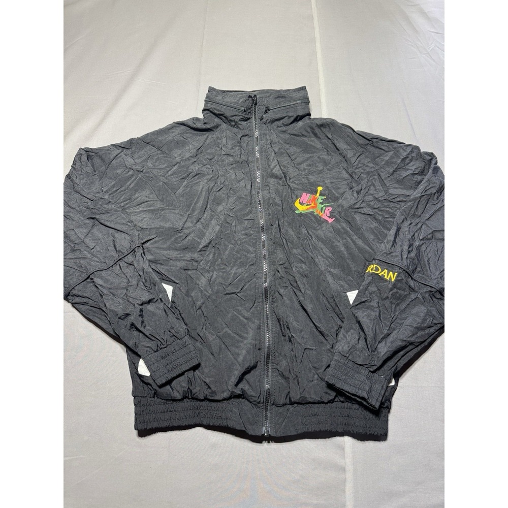 Vtg‎ Nike Air Jordan Jumpman Full Zip Windbreaker Lg Classics Black  CV7418-010